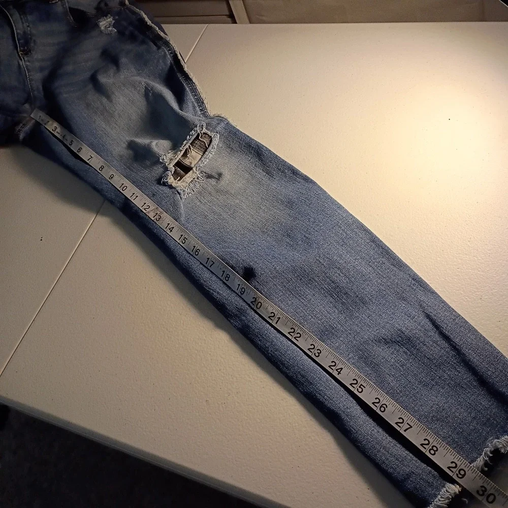INC International Concepts Womens 10 Skinny Leg Distressed Patch Jeans Blue